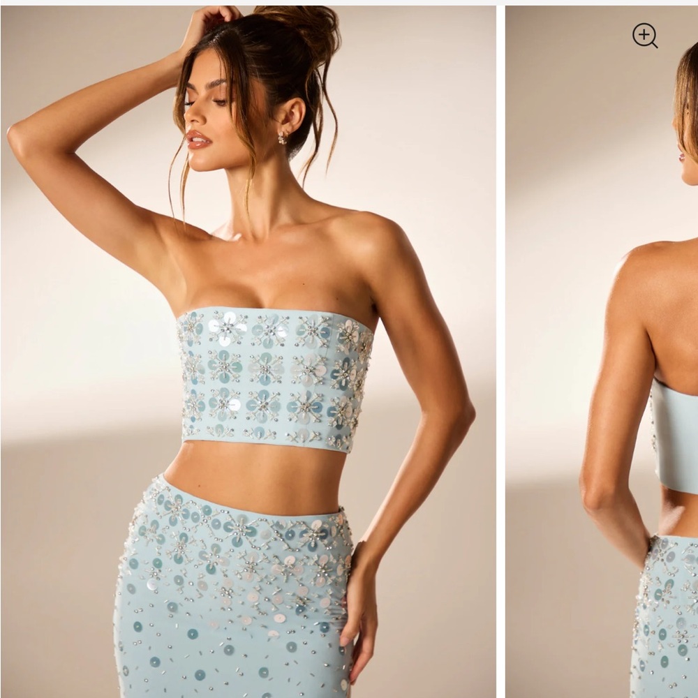 Oh Polly Blue Strapless Maia Top